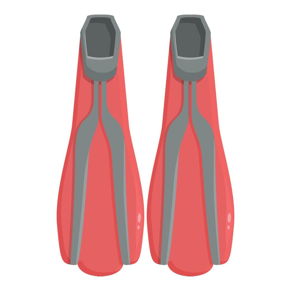 Pair of red diving flippers for exploring the ocean vector
