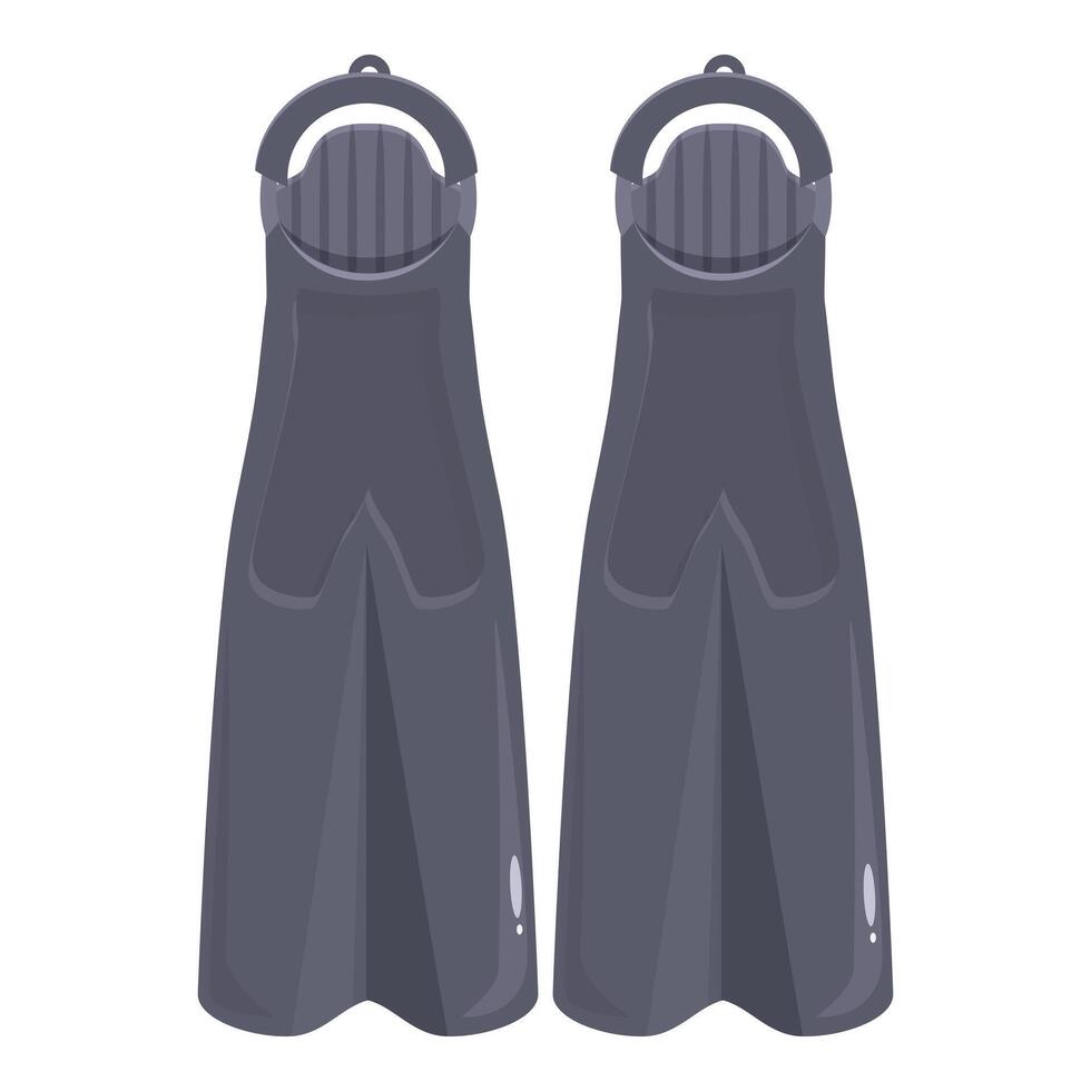 Pair of black diving flippers standing upright vector