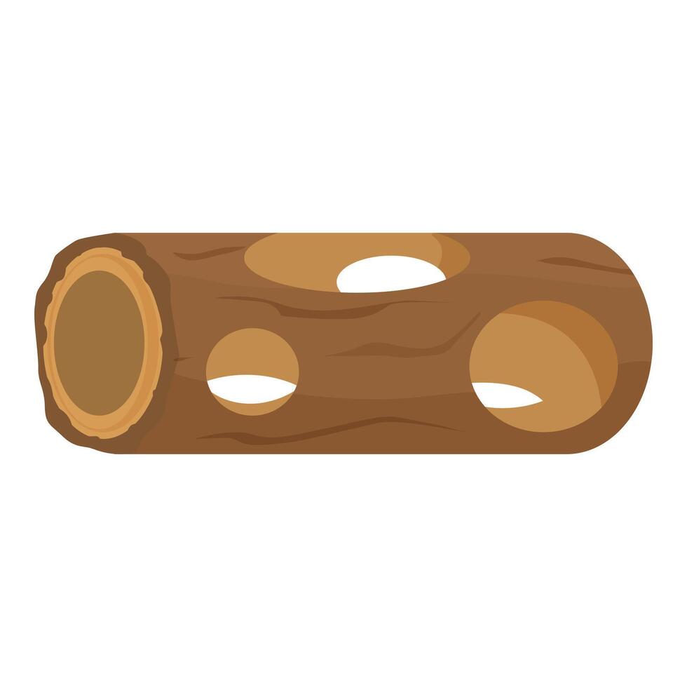 Hollow log lying horizontally with holes vector
