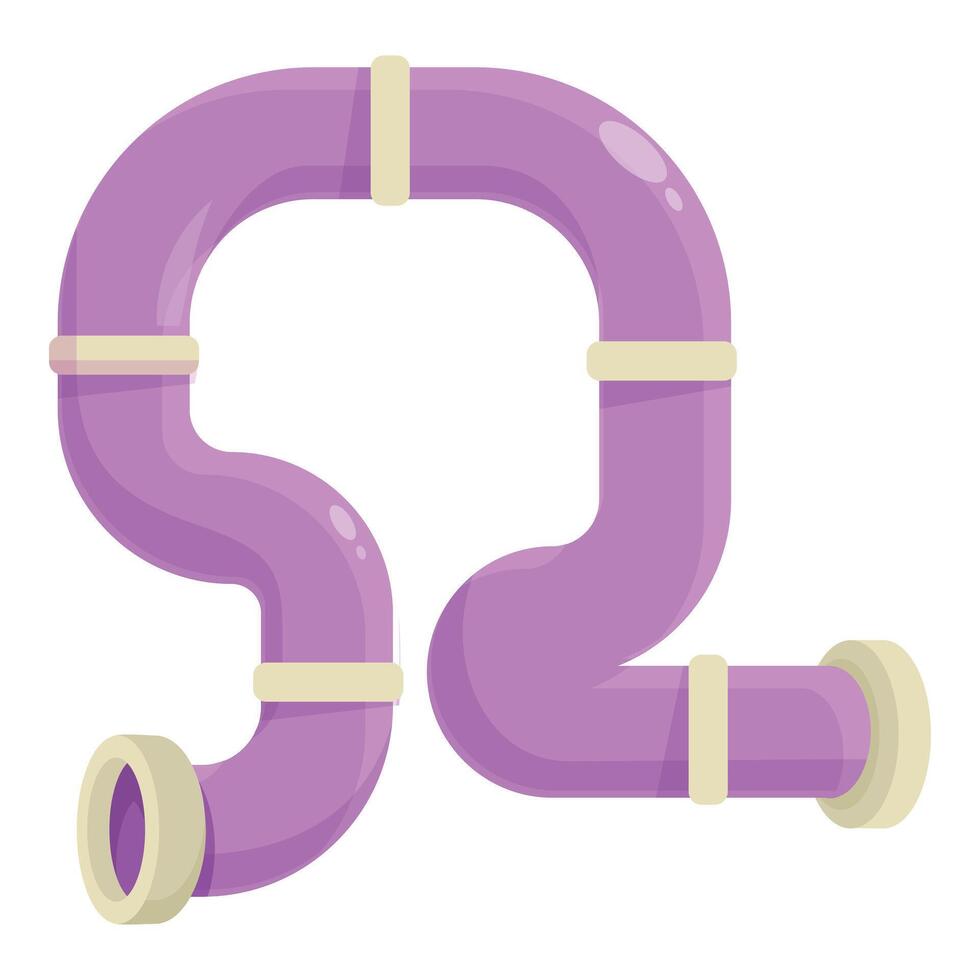 Purple pipeline system connecting pipes for plumbing project vector