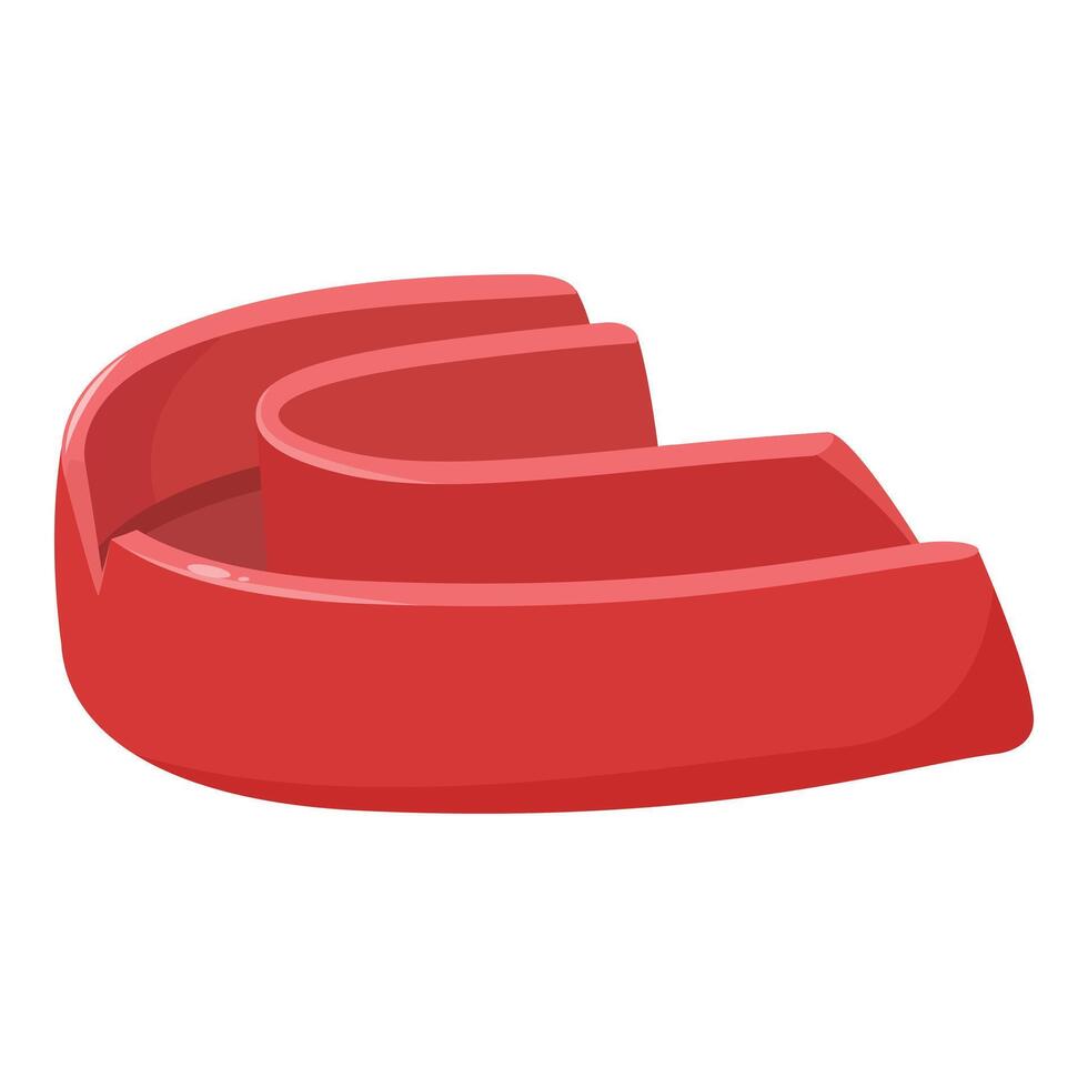 Red mouth guard protecting teeth from injury during sports vector