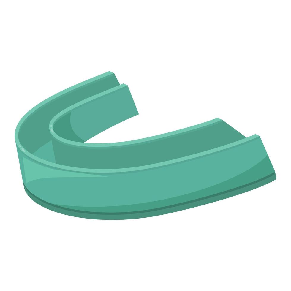 Green mouth guard protecting teeth from injury during sports vector