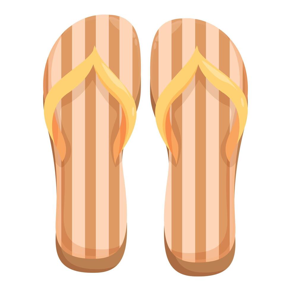 Pair of striped beach slippers for summer holidays vector