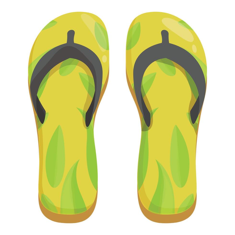Pair of green flip flops showing summer vibes vector