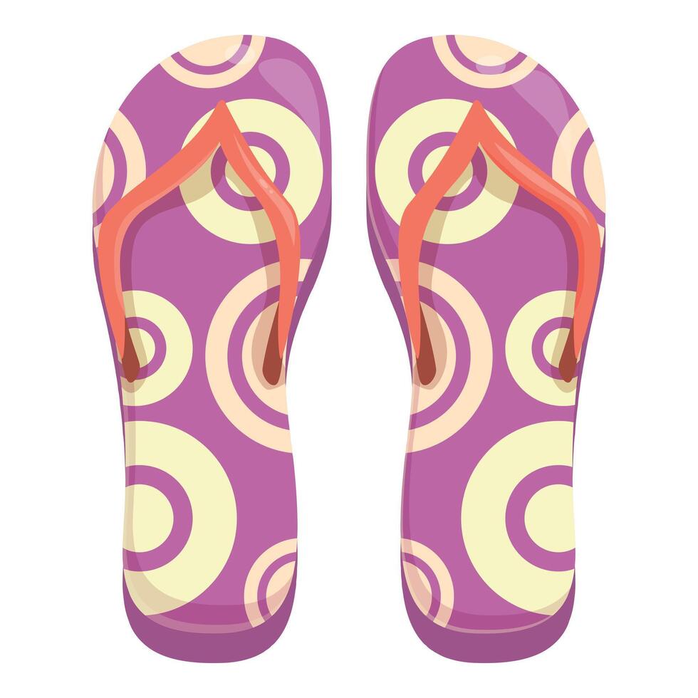 Pair of purple flip flops with circle pattern showing summer vibes vector