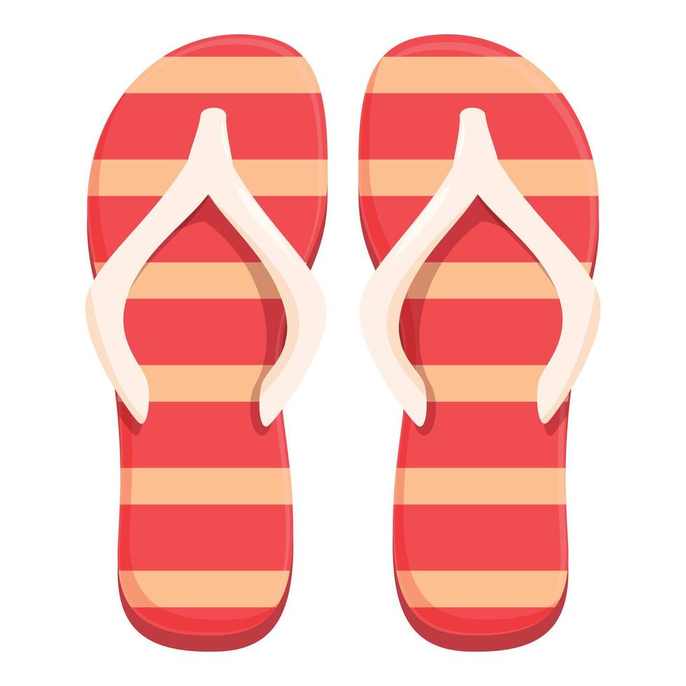 Pair of stylish red and yellow flip flops isolated on white background vector