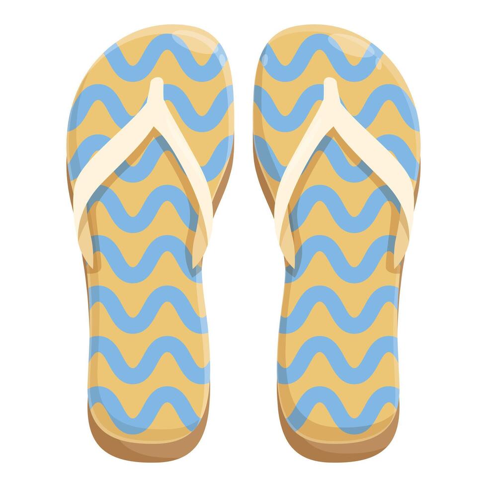 Pair of blue and yellow striped flip flops for summer holidays vector