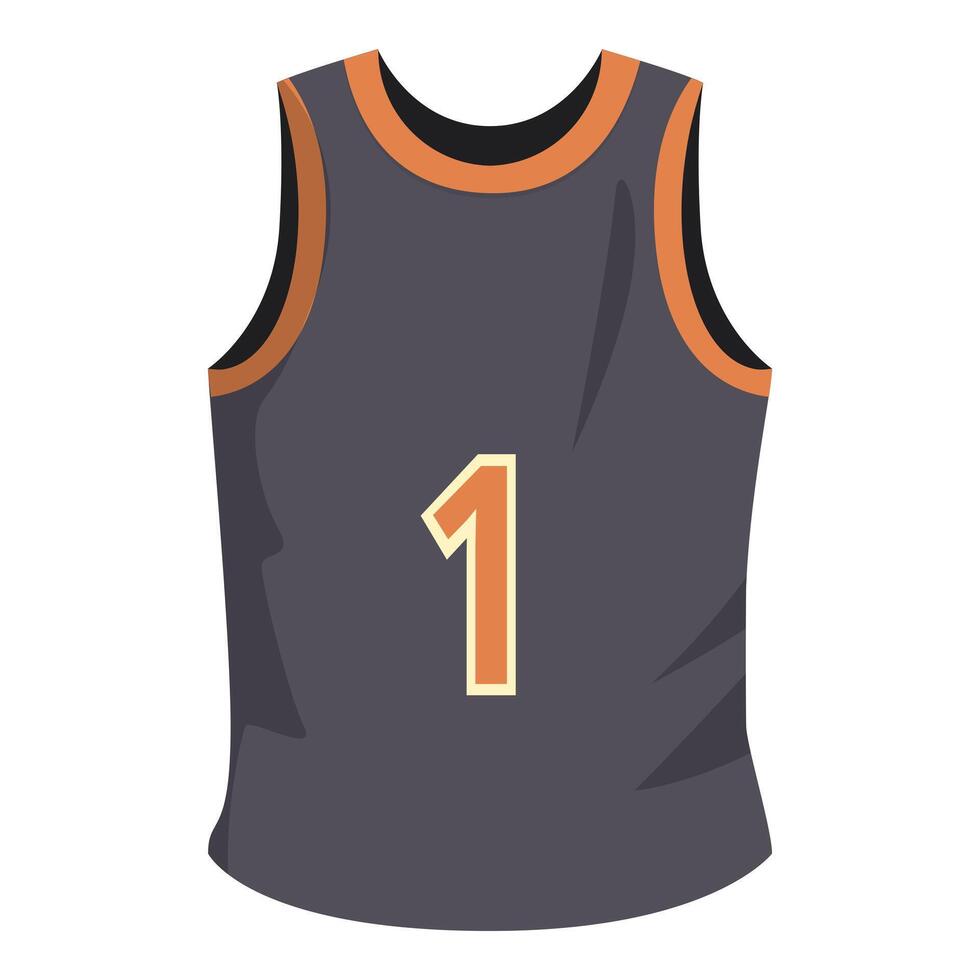Dark gray basketball jersey featuring number one with orange trim vector