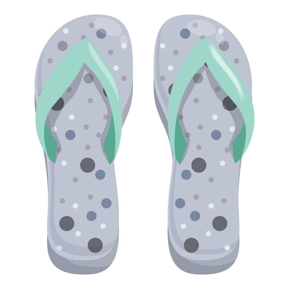 Pair of gray and green flip flops for beach vacation vector