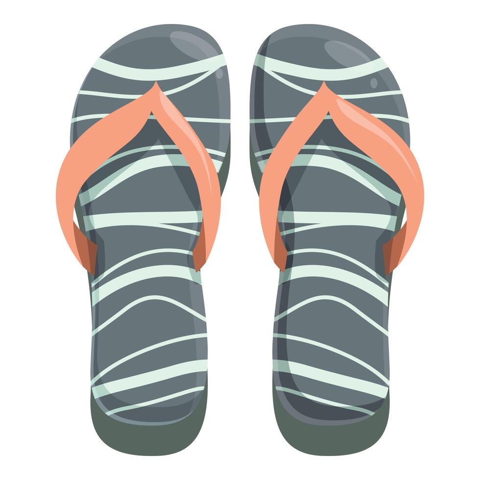 Pair of stylish summer flip flops with wavy stripes for beach walks and relaxation vector