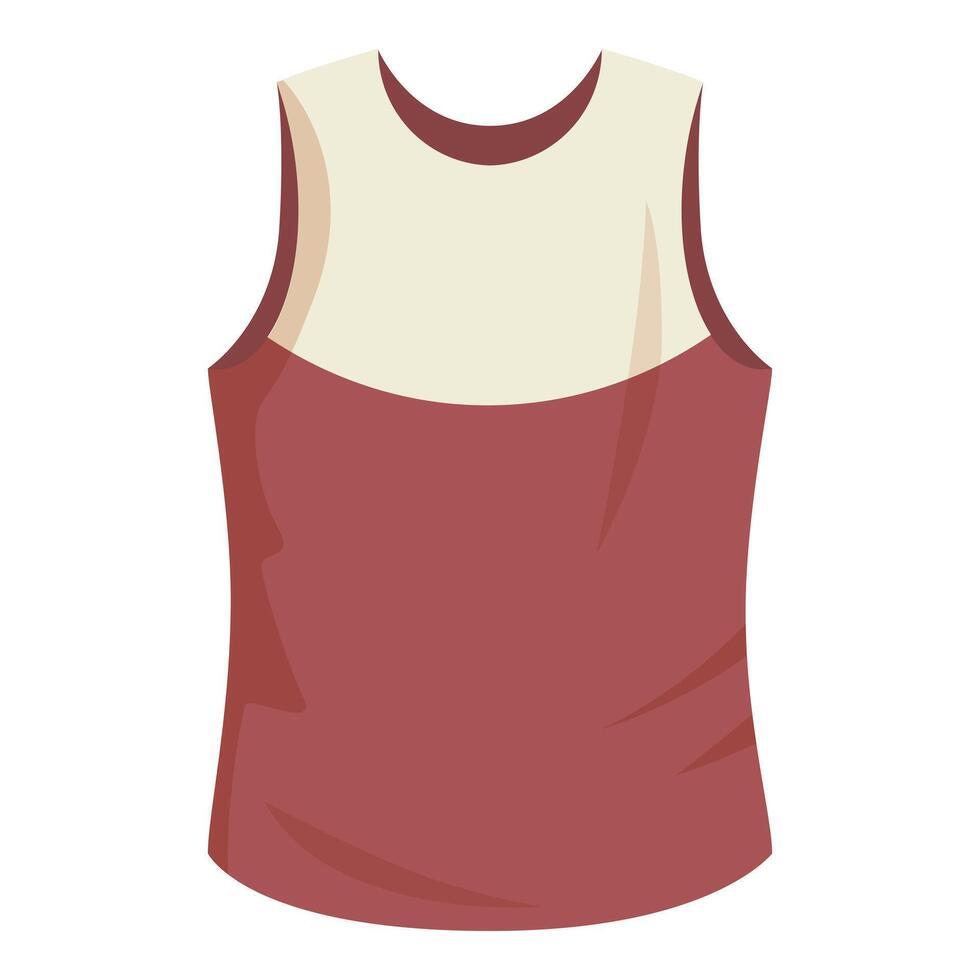 Red sleeveless shirt with beige insert is being presented vector