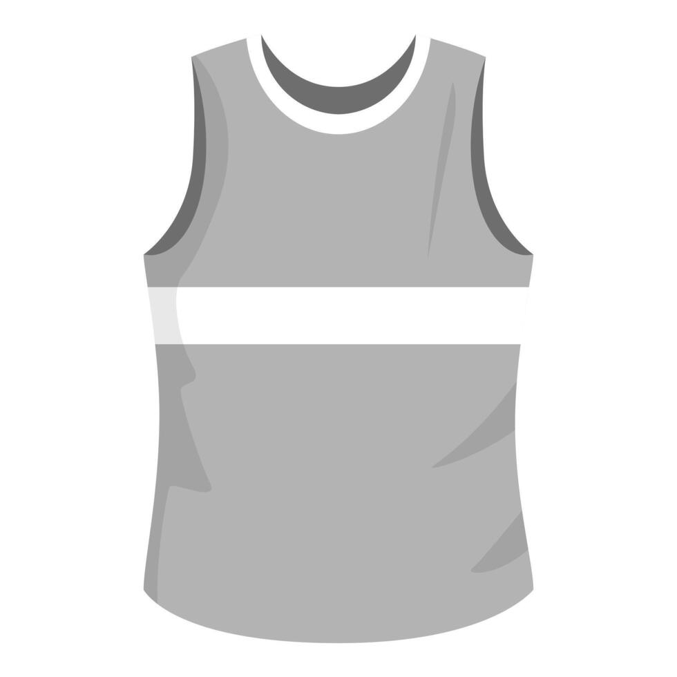 Grey sleeveless shirt with white stripe for running or athletics vector