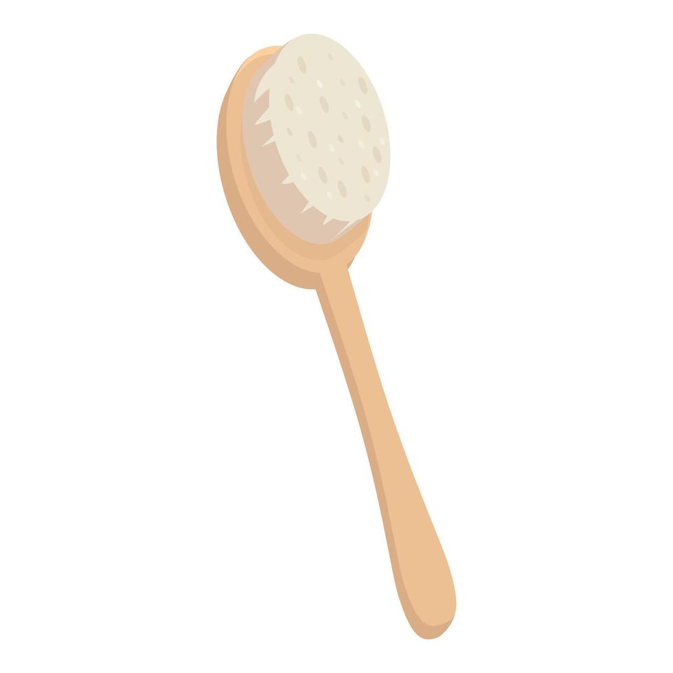 Wooden bath brush for body scrubbing and exfoliating vector