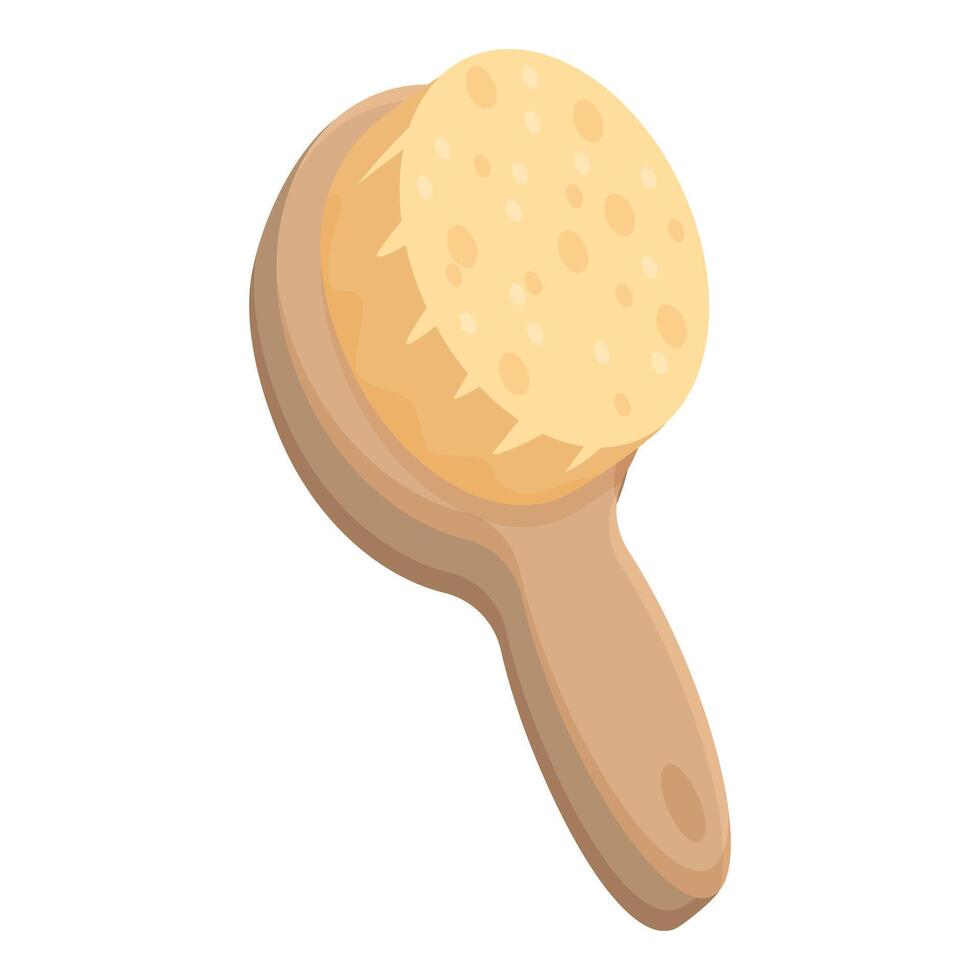Wooden bath brush lying on white background vector