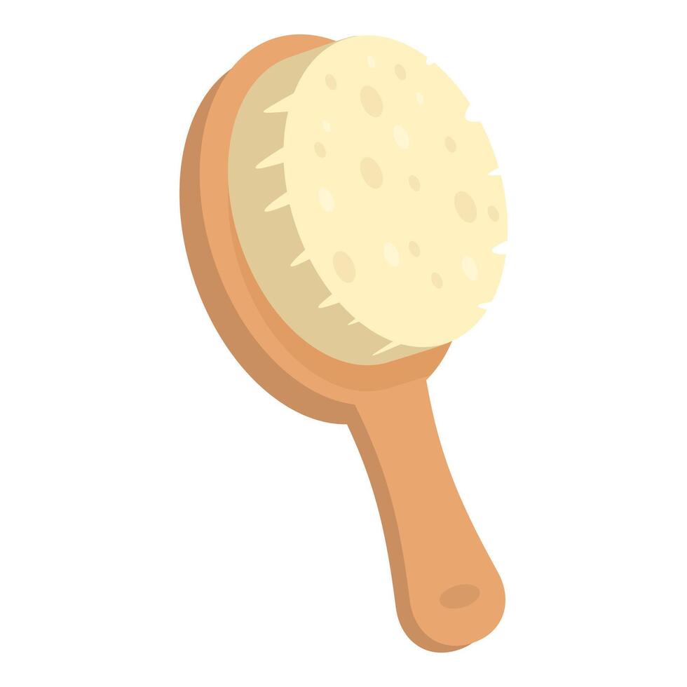 Wooden bath brush lying on white background vector