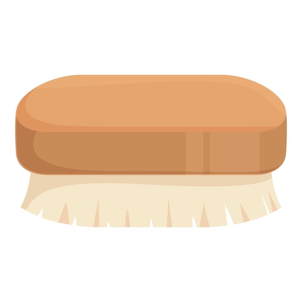 Cleaning brush with wooden handle for scrubbing and sweeping vector