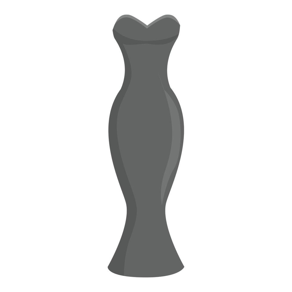 Long black dress with strapless bodice flowing downwards vector