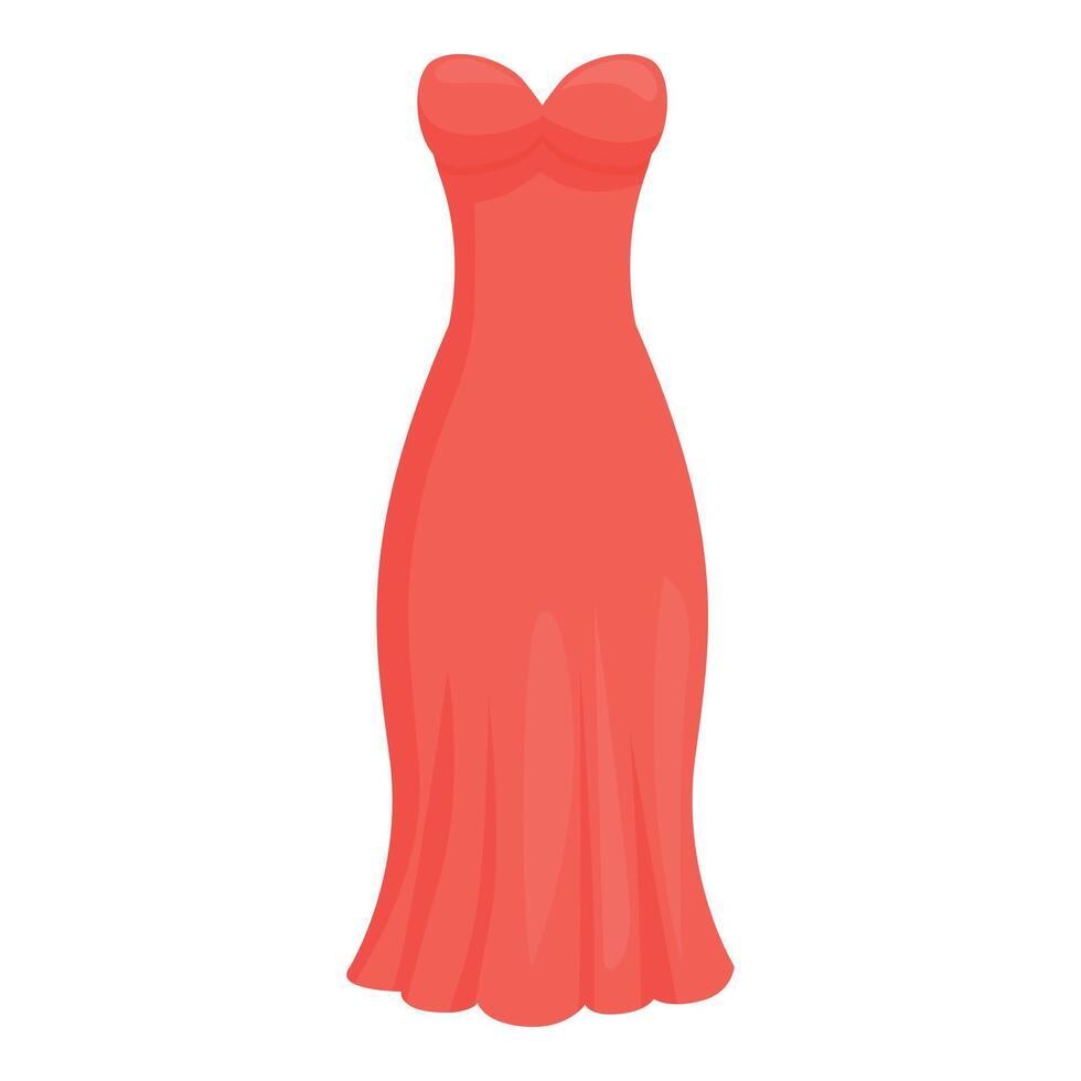 Elegant long red dress flowing on white background vector