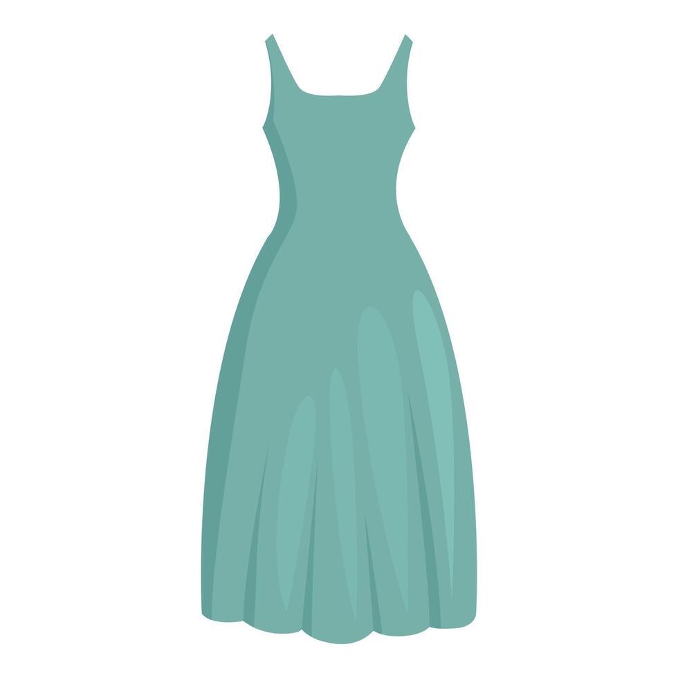 Elegant long green dress flowing in the wind vector