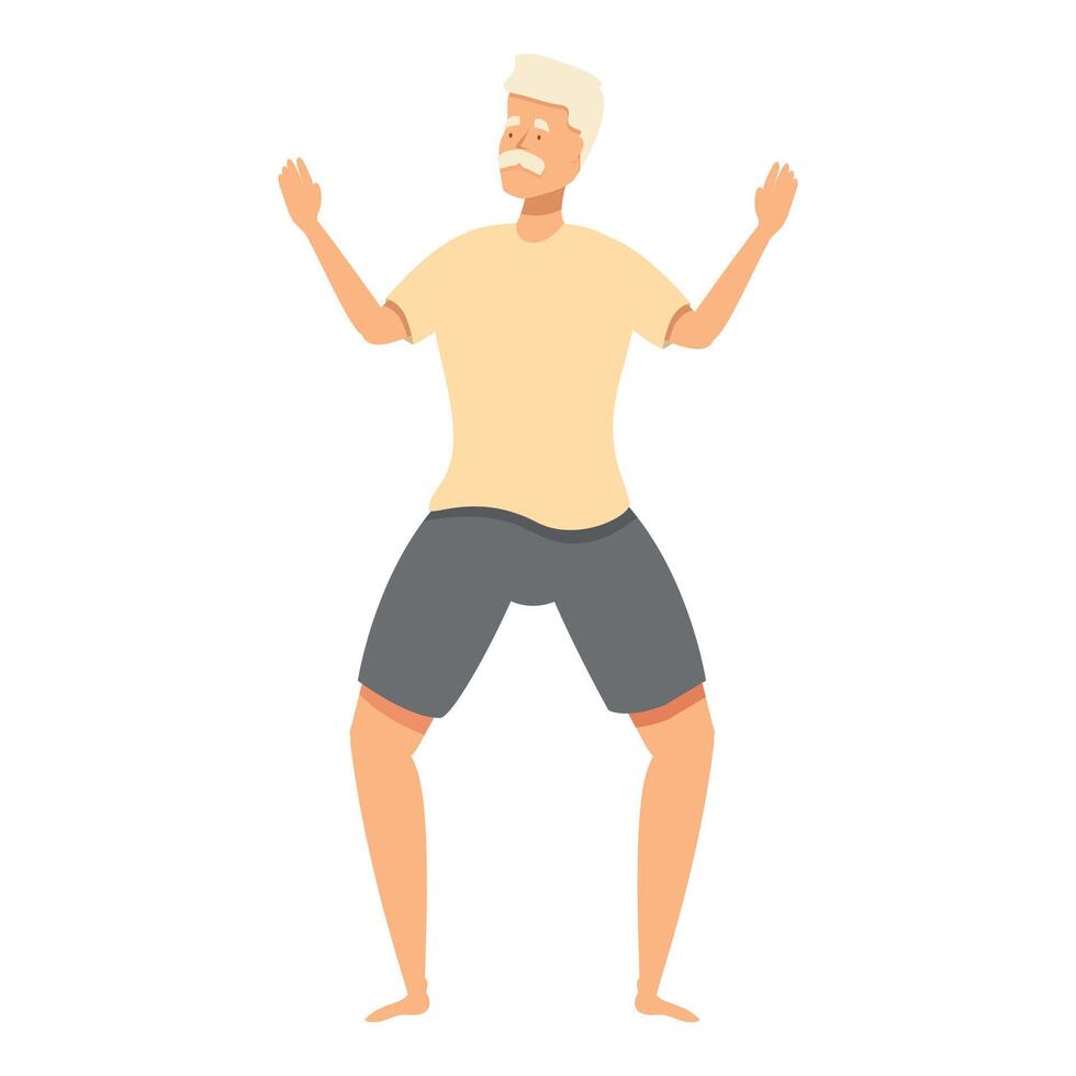 Senior man practicing yoga asana exercise vector