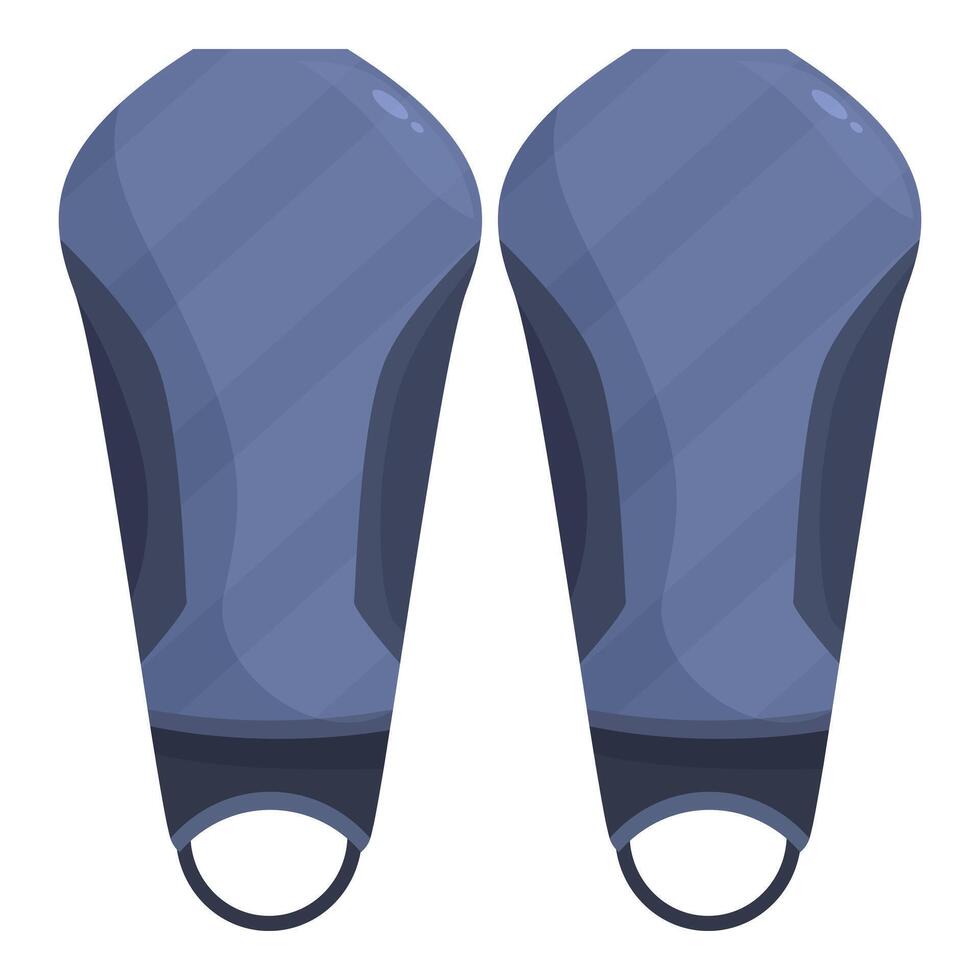 Pair of blue shin guards protecting athlete legs during soccer game vector