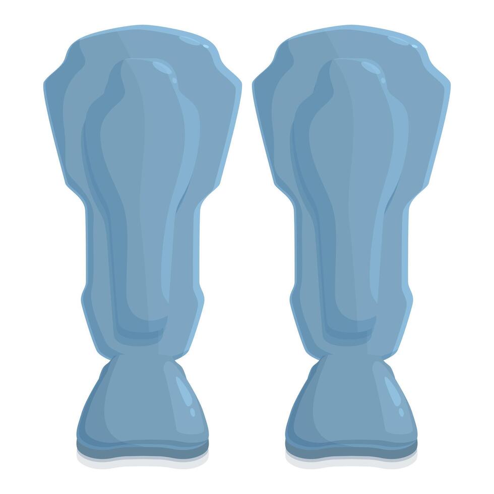 Blue shin guards are protecting legs during sport activity vector