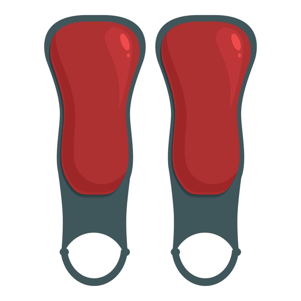 Pair of red and grey shin guards for playing football vector
