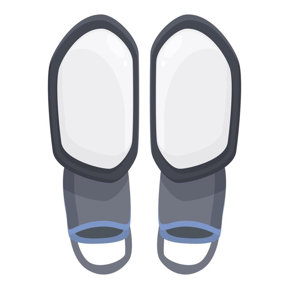 Pair of futuristic metallic shin guards providing protection vector
