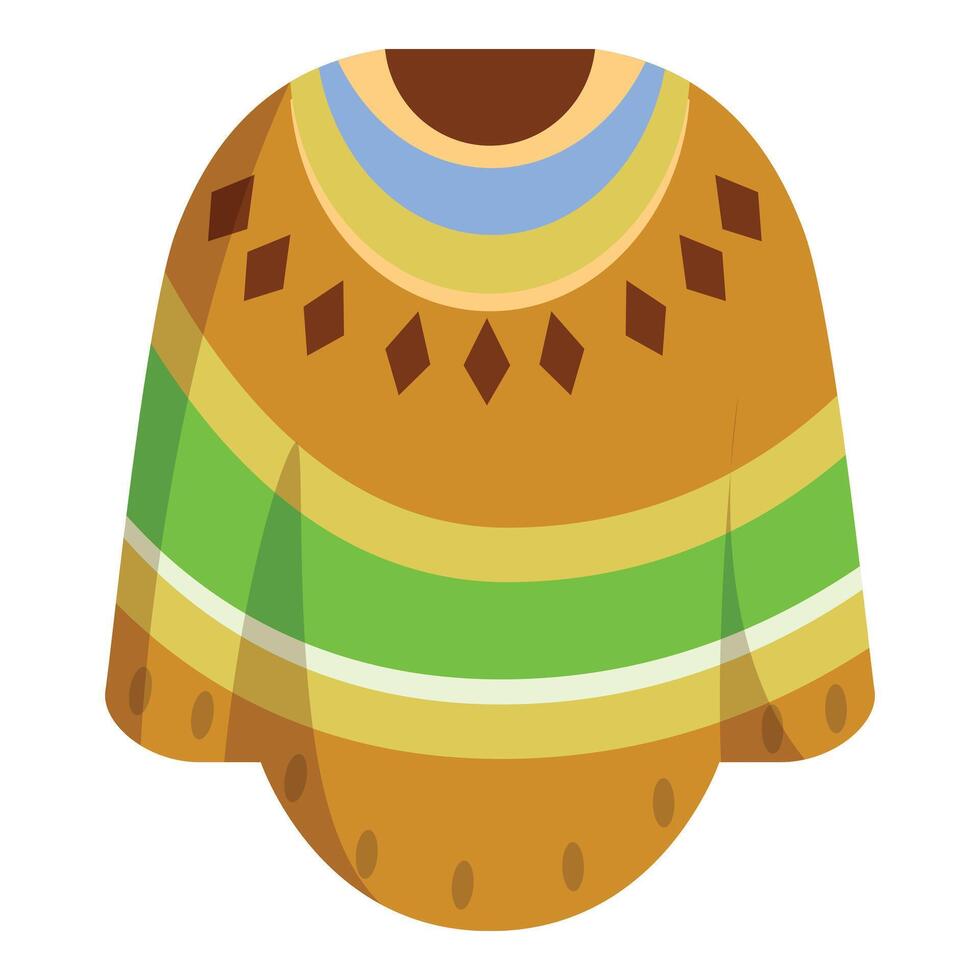Brown woolen sweater featuring green stripes and rhombus pattern vector