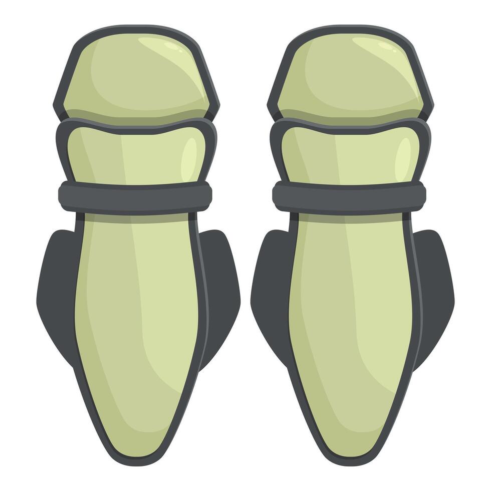 Pair of green shin guards protecting legs during sport activities vector