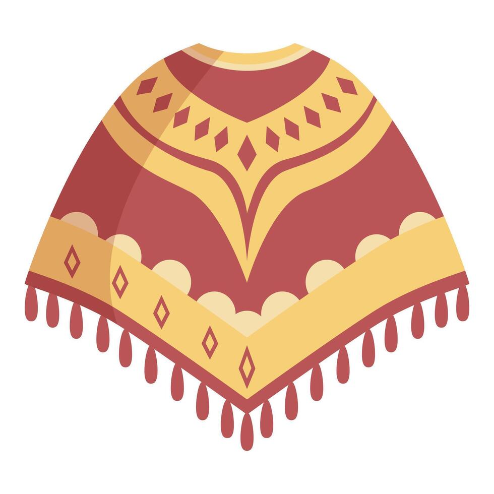 Traditional south american poncho with geometric pattern for fashion or travel vector