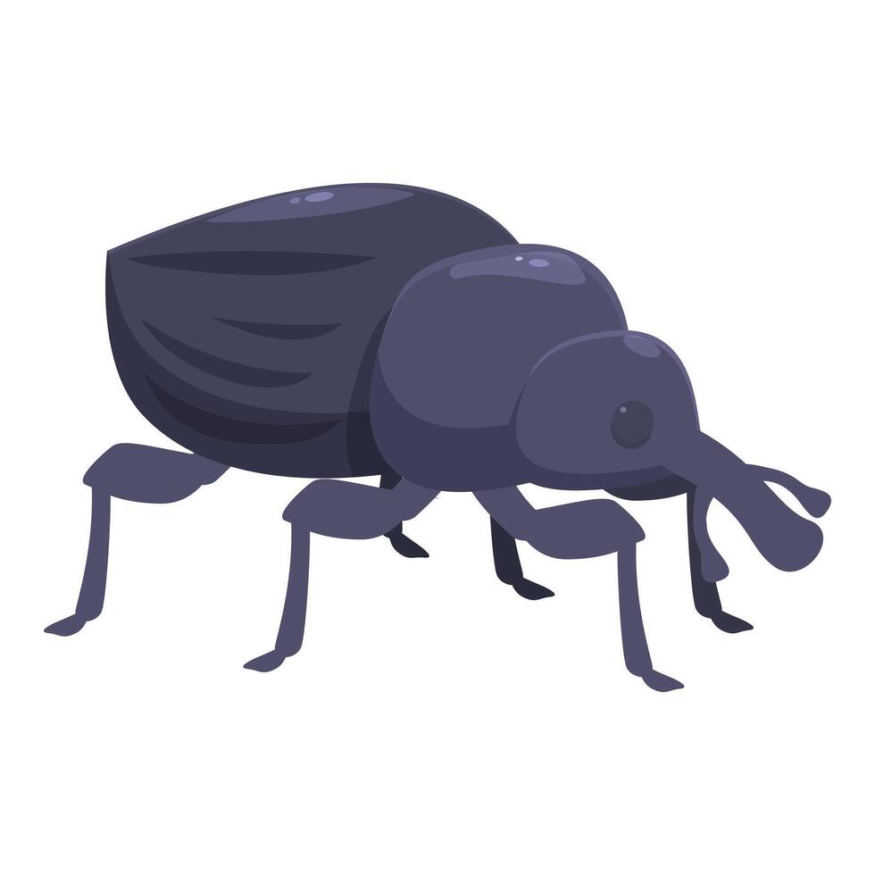 Big black beetle walking side view illustration vector