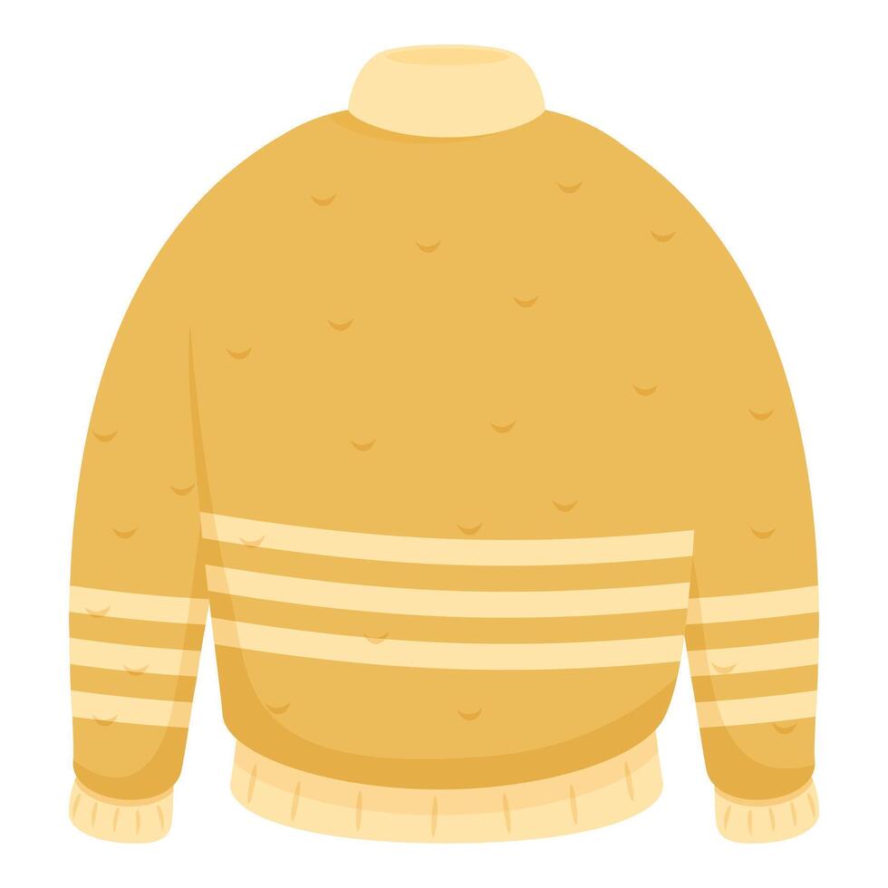 Yellow knitted wool sweater with stripes for winter keeping warm vector