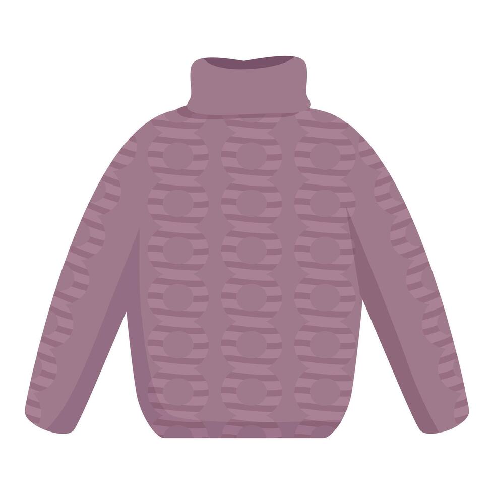 Warm violet handmade knitted sweater with high neck for cold weather vector
