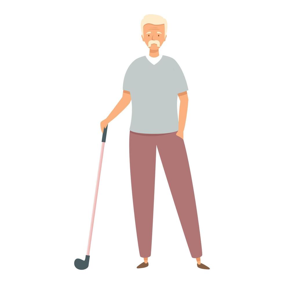 Senior golfer holding club enjoying retirement sport activity vector