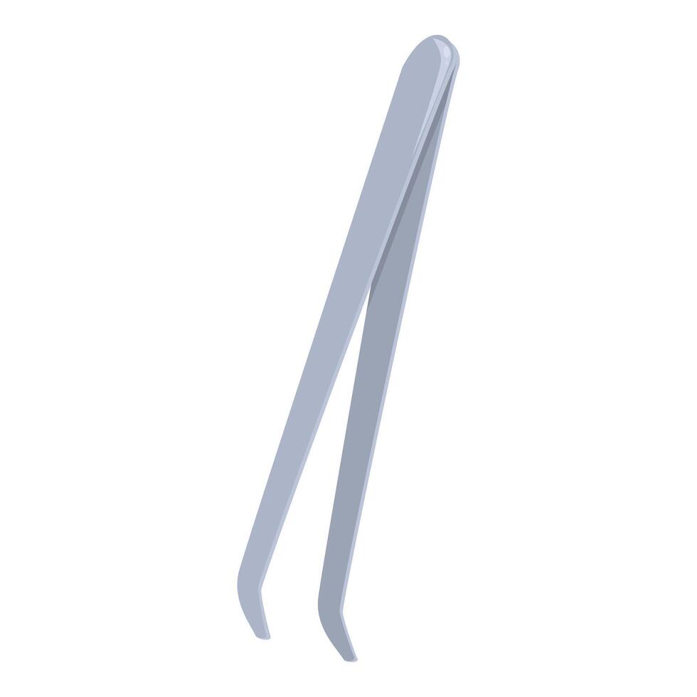 Metal tweezers for eyebrow correction lying on white background vector