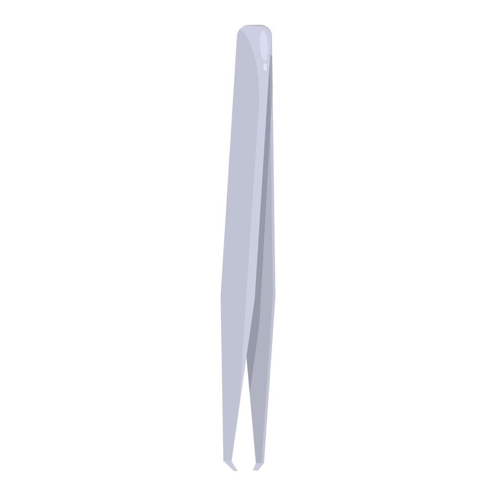 Metal tweezers for eyebrow correction lying on white background vector