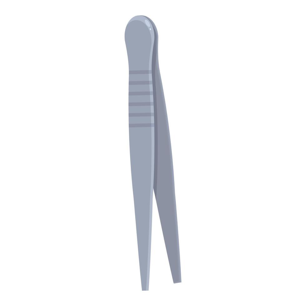 Metal tweezers lying on white background vector