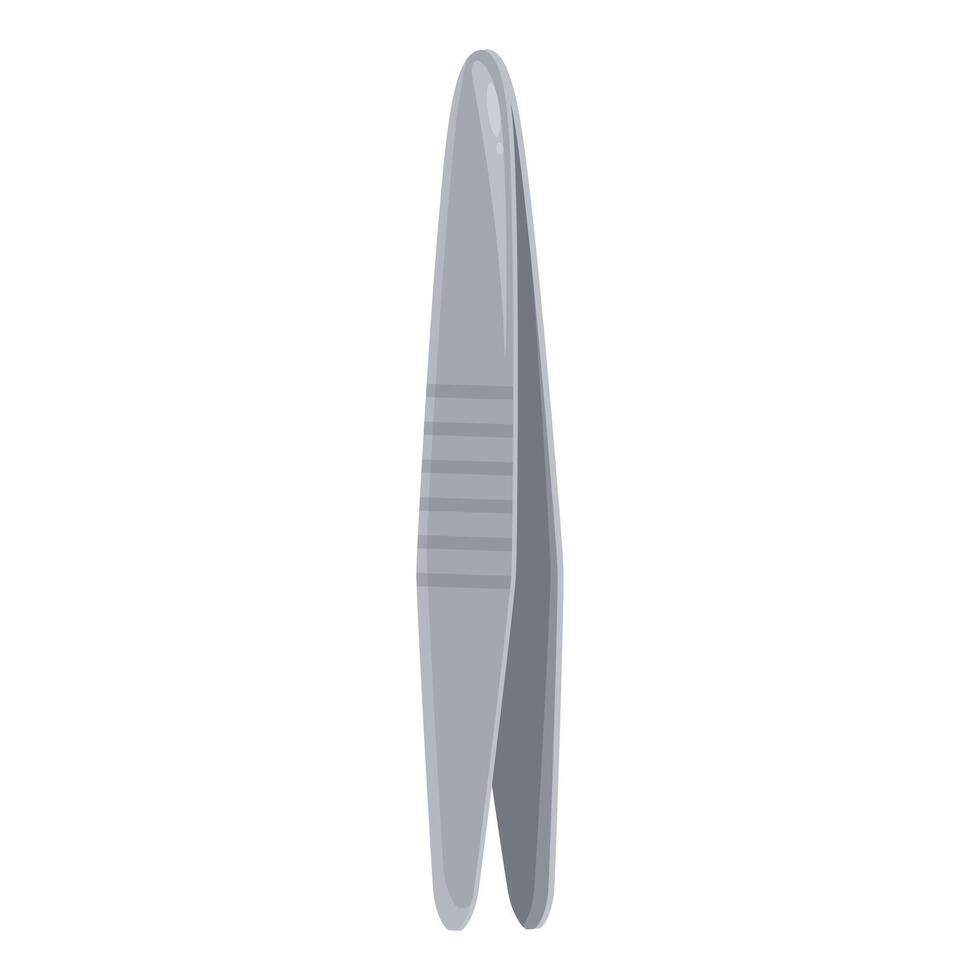 Metal tweezers for eyebrow correction lying on white background vector