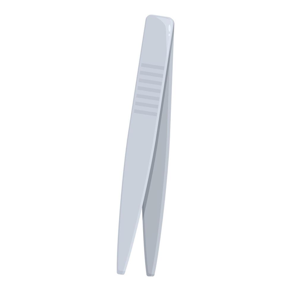 Metal tweezers for eyebrow correction lying on white background vector