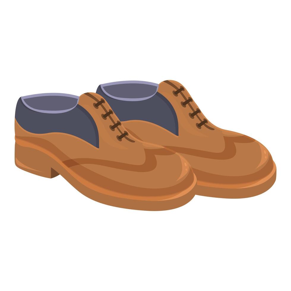 New brown leather shoes with laces are standing on white background vector