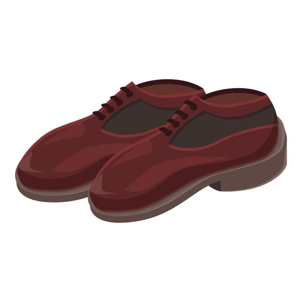 Pair of shiny new brown leather shoes with laces vector