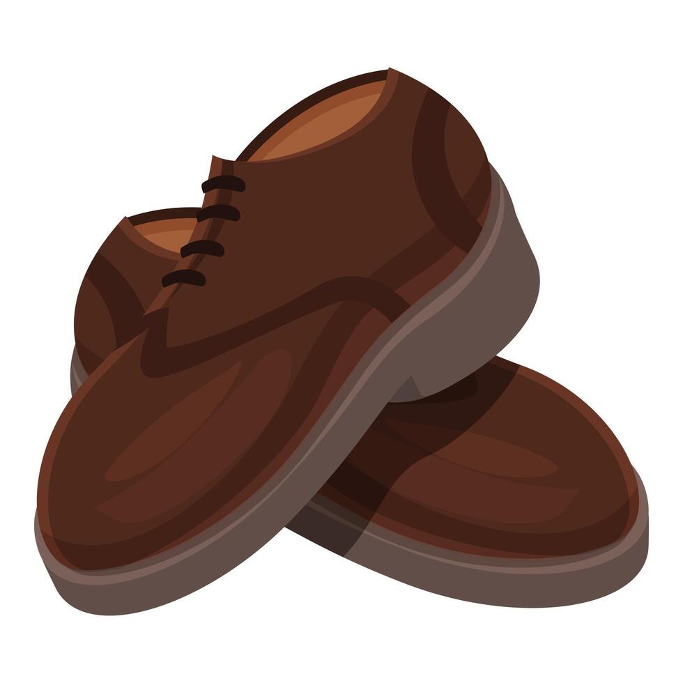 Pair of brown leather shoes for businessman standing on top of each other vector