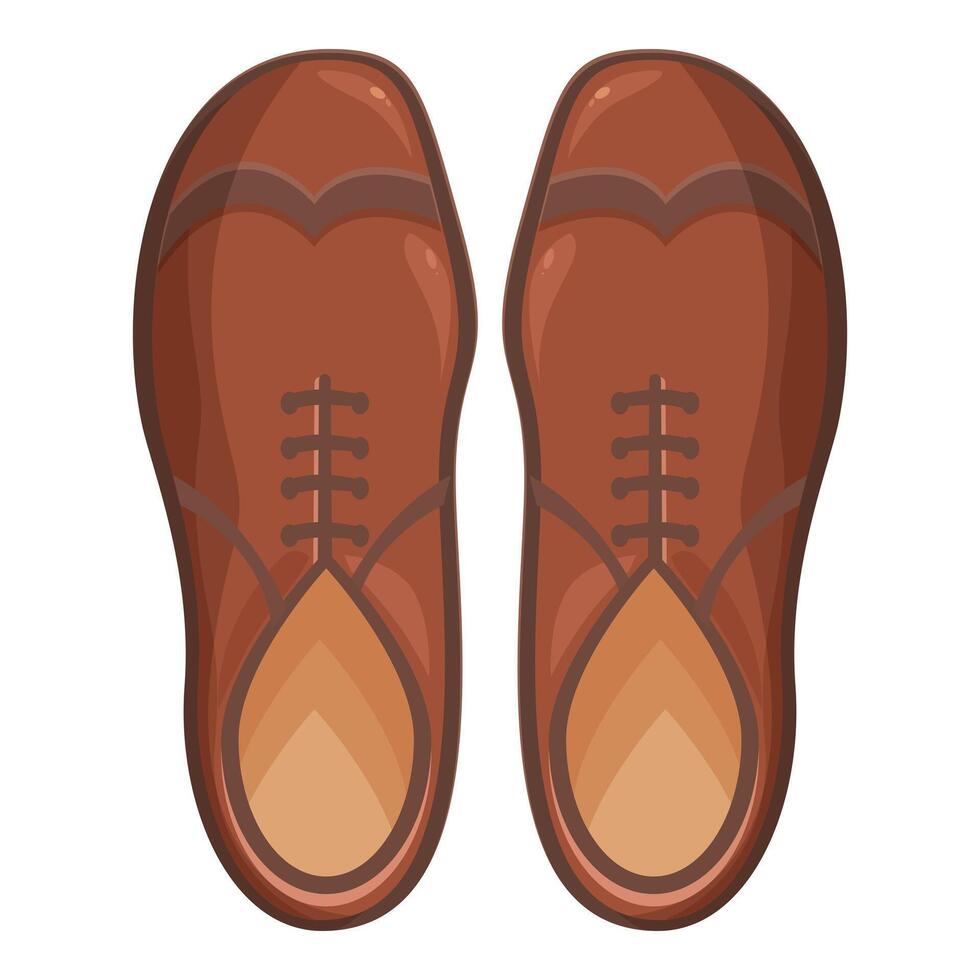 Pair of stylish brown leather shoes standing upright vector