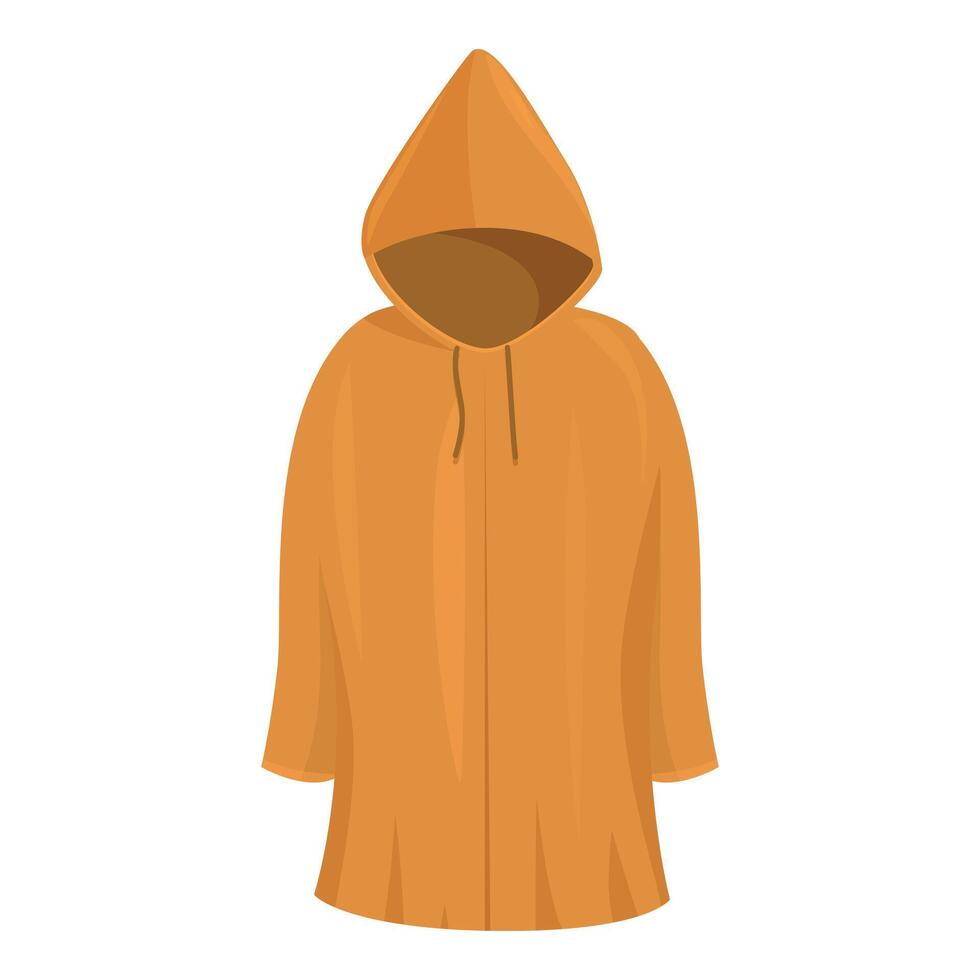 Yellow raincoat with hood for rainy day protection vector