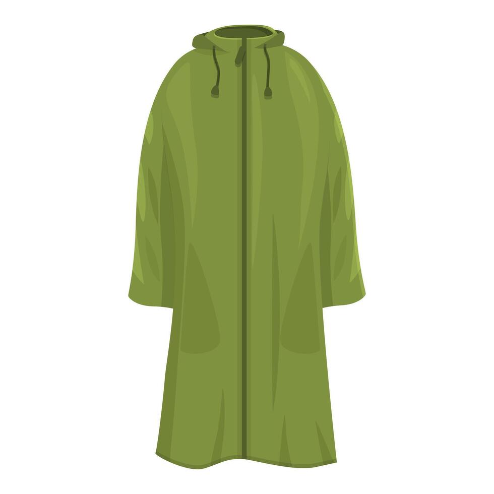 Green raincoat protecting from cold and rain, waterproof clothes for spending time outdoors vector