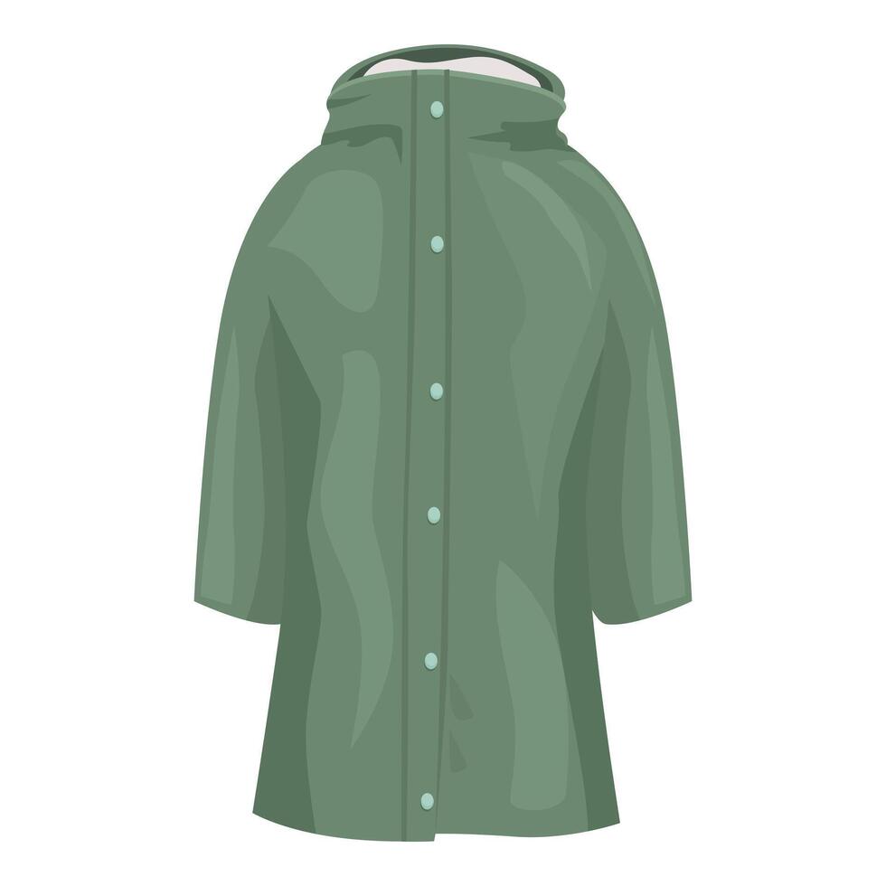Green raincoat protecting from cold and stormy weather vector