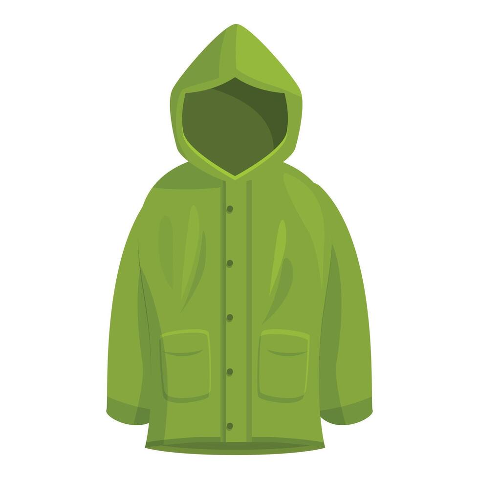 Green raincoat protecting from cold and rain vector