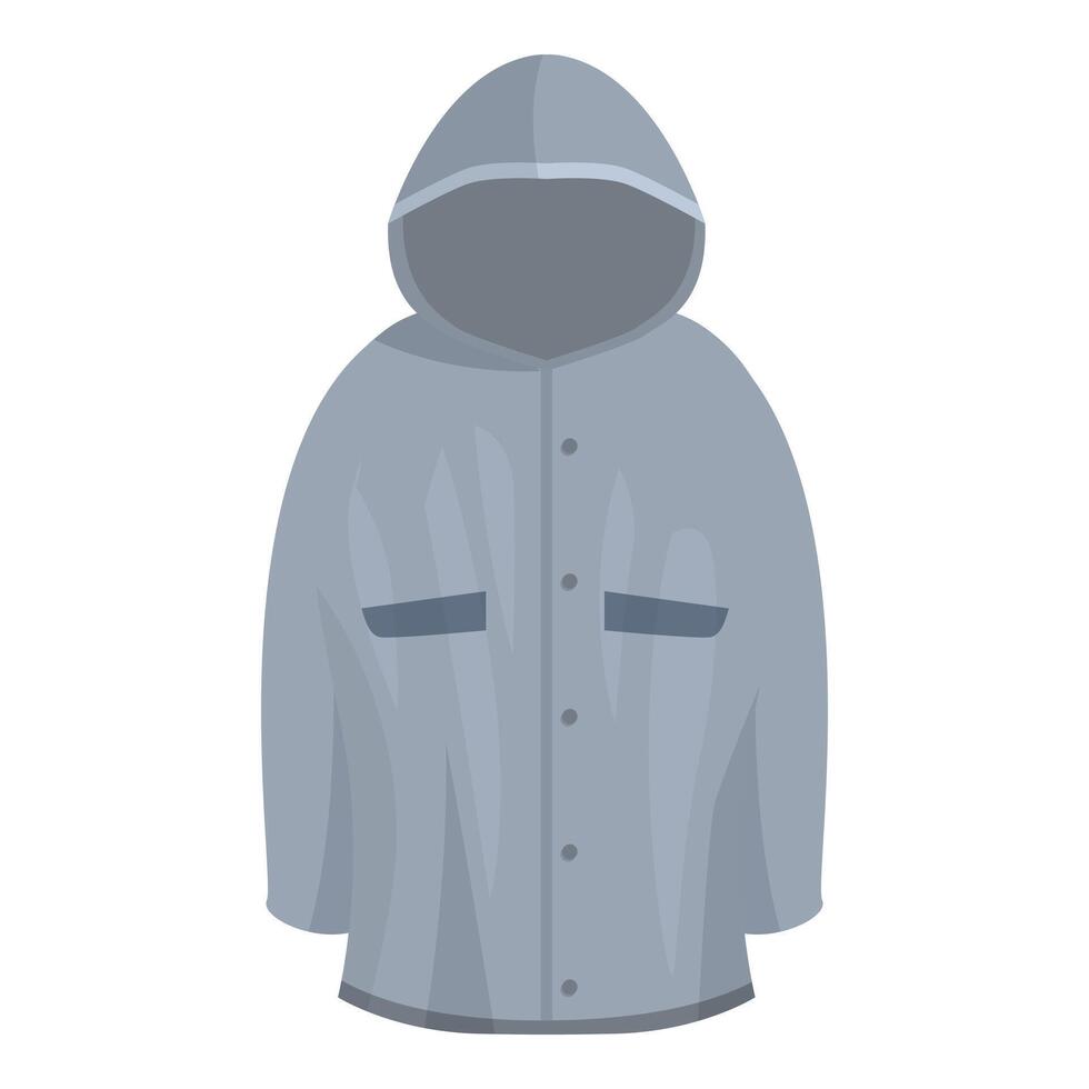 Grey raincoat protecting from rain in cold weather vector