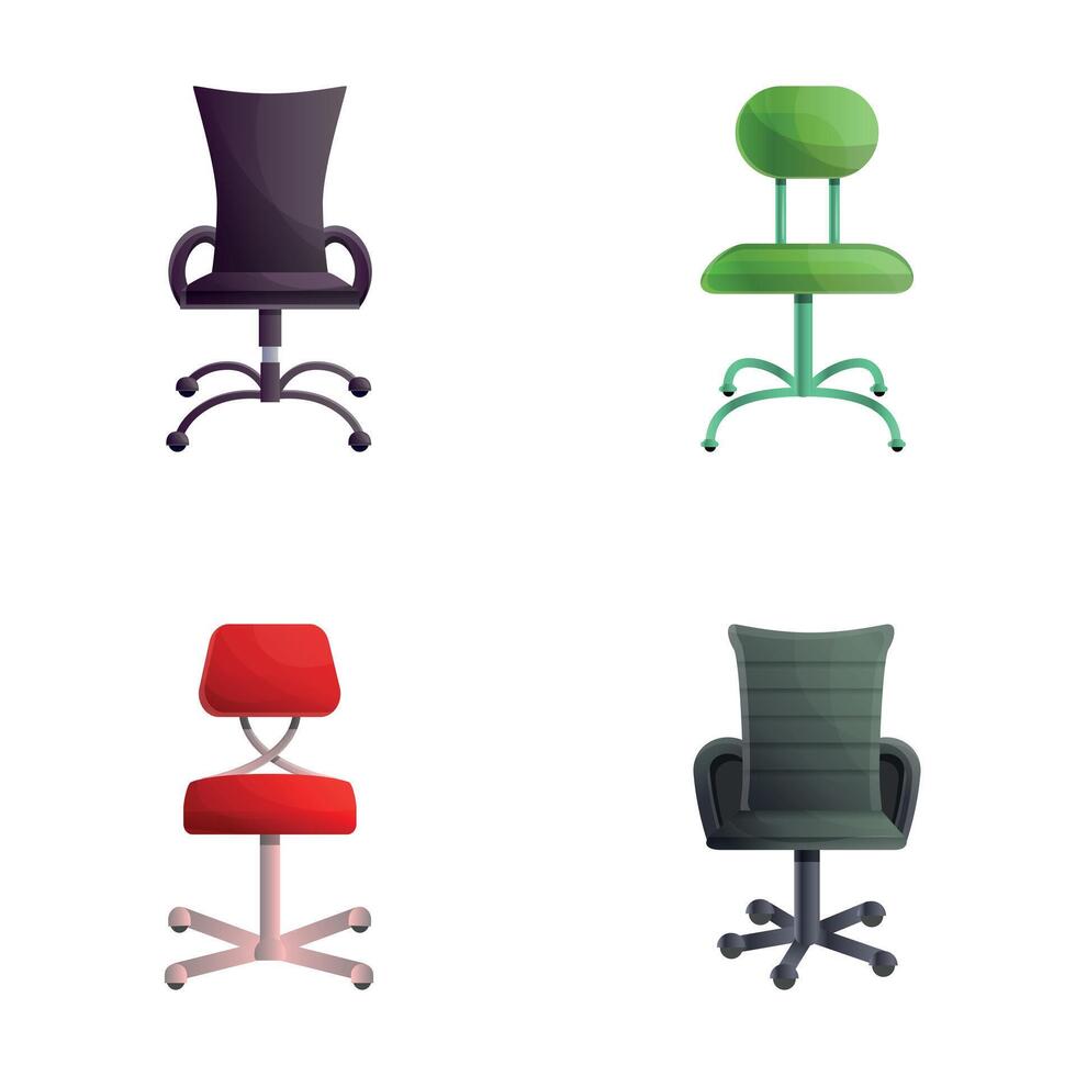 Office furniture icons set cartoon . Various office chair vector